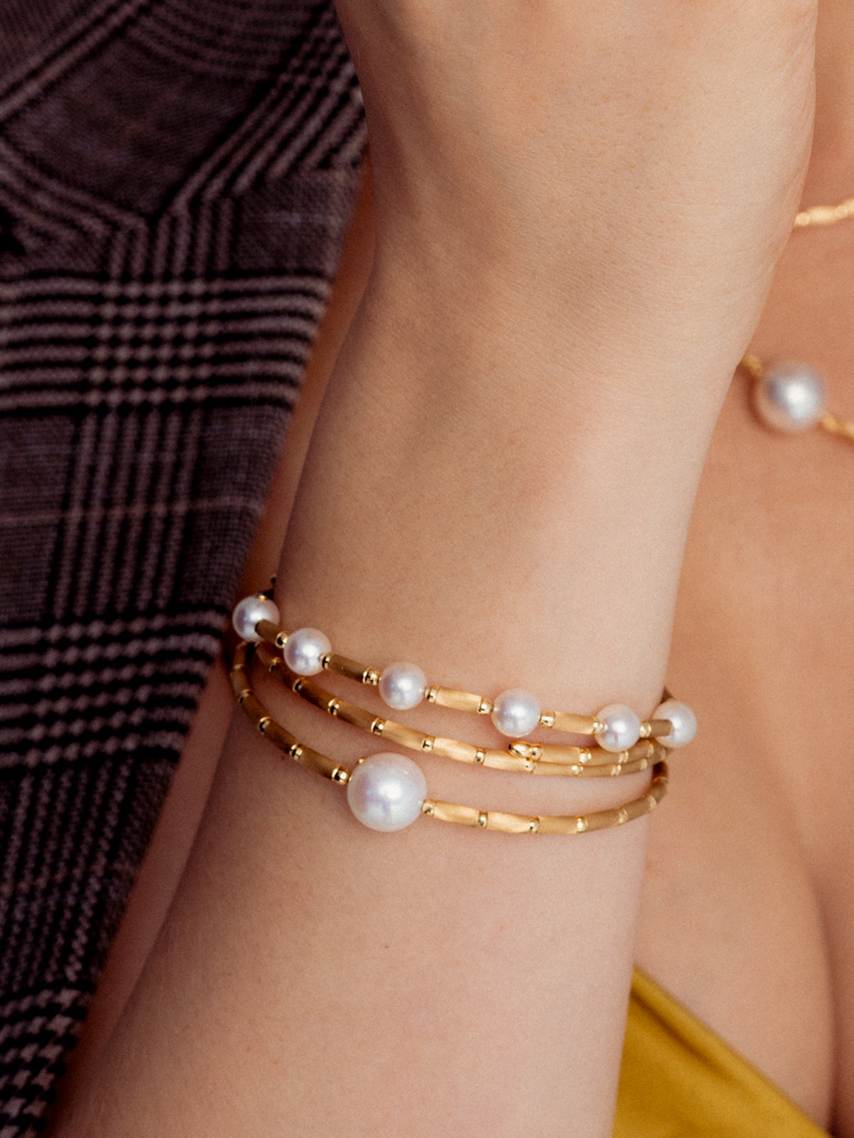 Náramok YANA NESPER s perlami Akoya zo žltého zlata