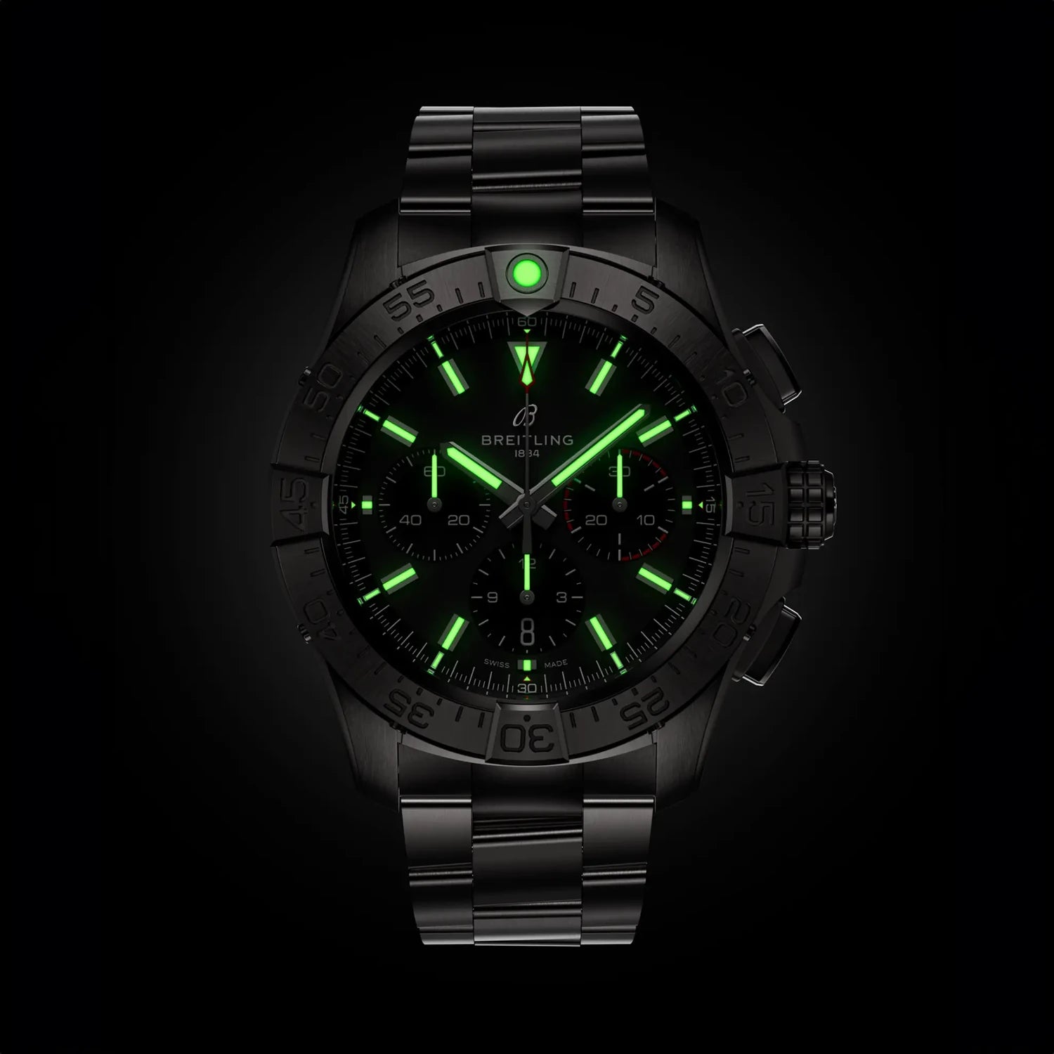 Breitling Avenger B01 Chronograph 44 AB0147101B1A1 — lume shot