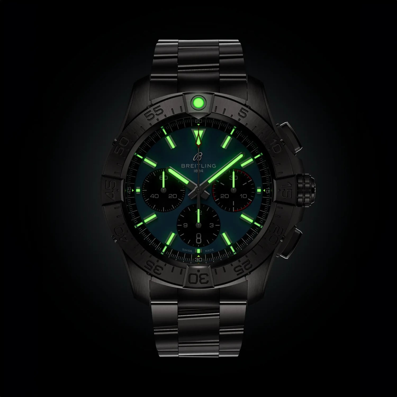 Breitling Avenger B01 Chronograph 44 AB0147101C1A1 — lume shot