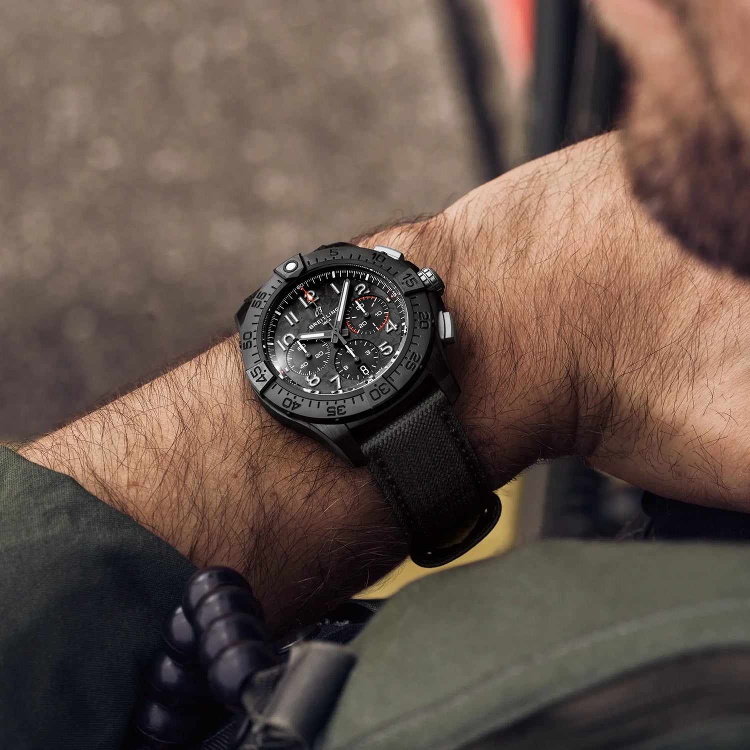 Breitling Avenger B01 Chronograph 44 Night Mission SB0147101B1X1 — lifestyle on-wrist