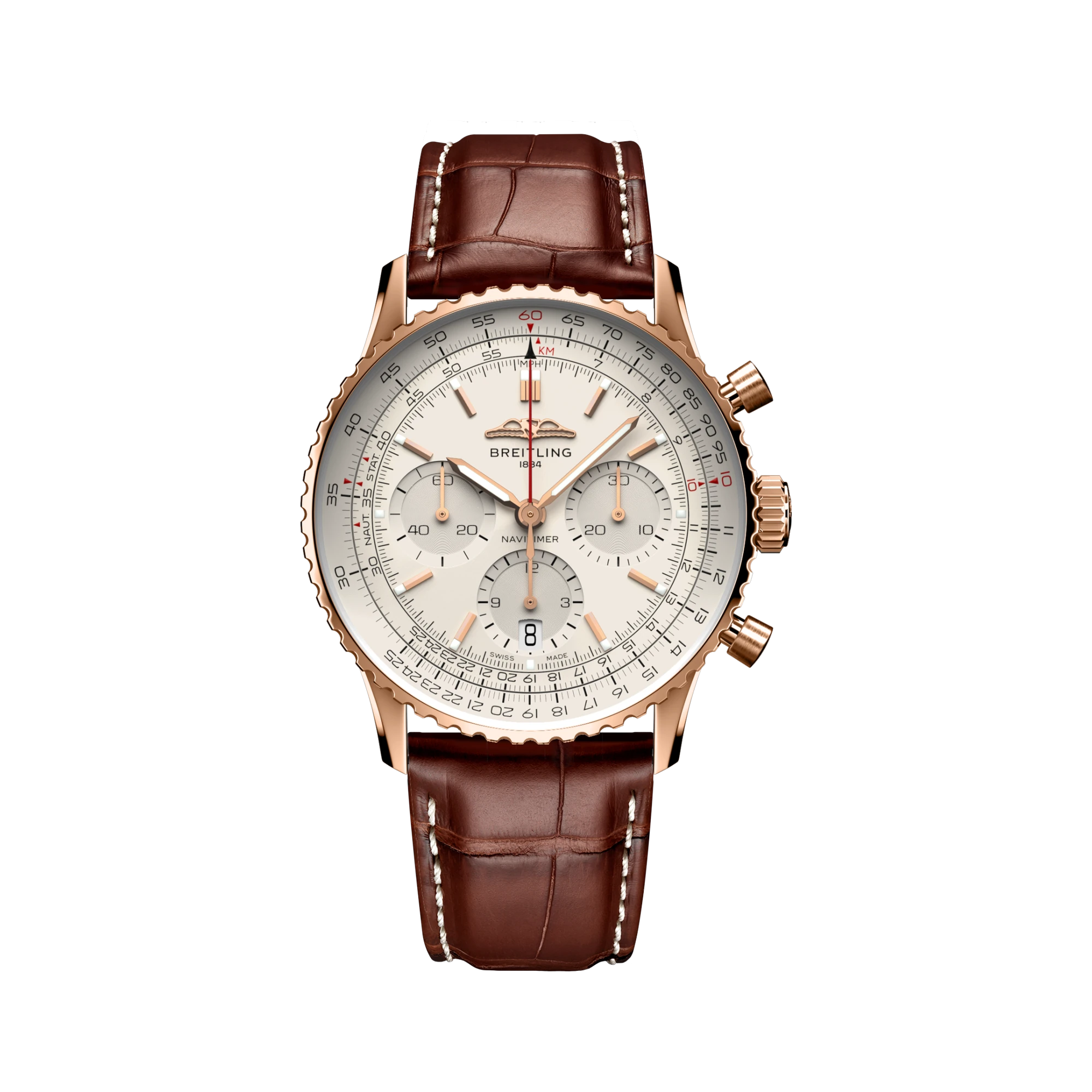 Breitling Navitimer B01 Chronograph 41, 18k červené zlato, hnedý remienok z aligátora