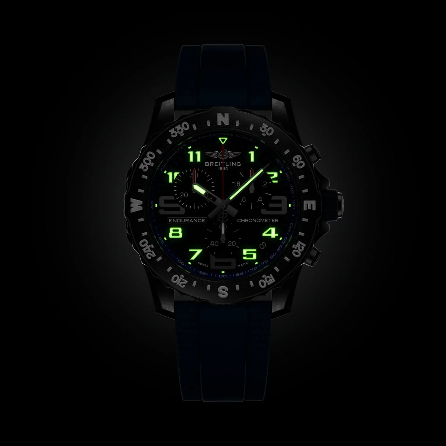 Breitling Endurance Pro 44 X82310D51B1S2 — lume shot