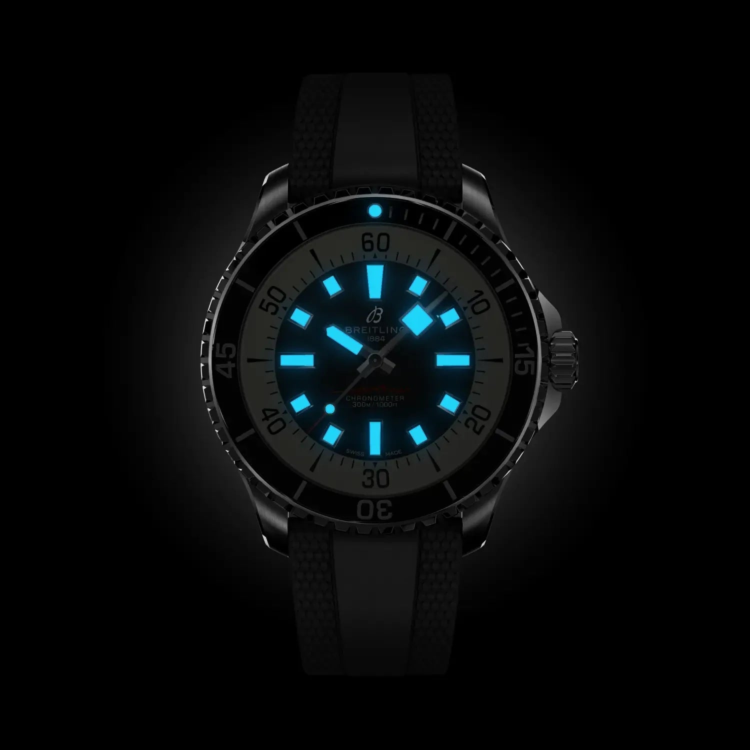 Breitling Superocean Automatic 44 A17376211B1S1 — lume shot
