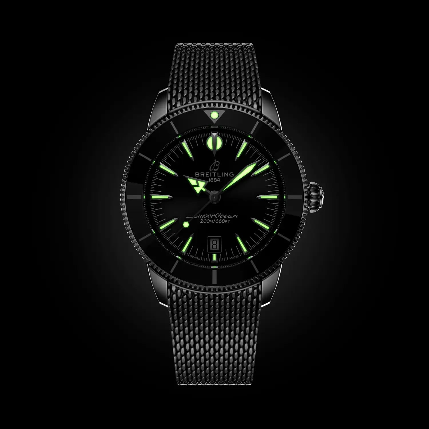Breitling Superocean Heritage B31 Automatic 44 AB3112241B1A1 — lume shot