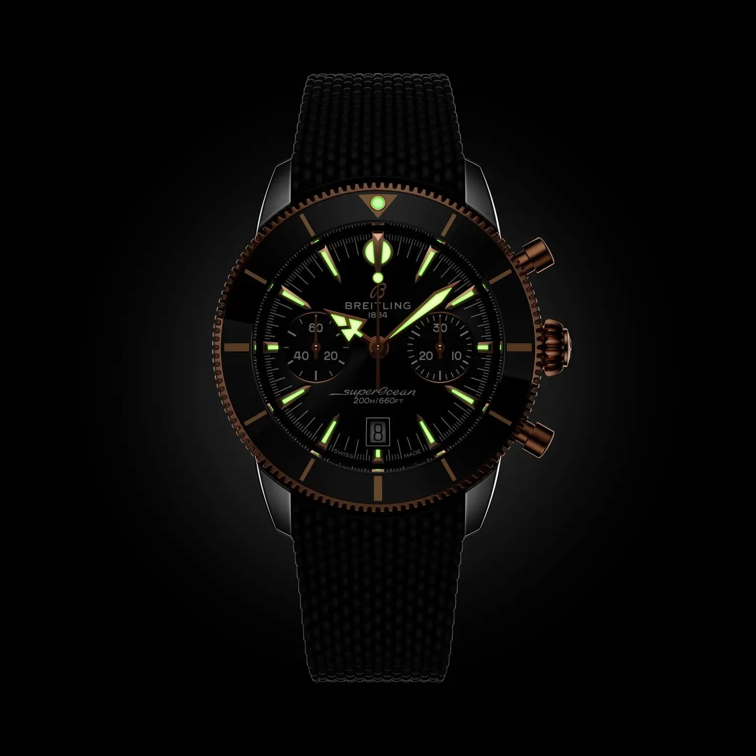 Breitling Superocean Heritage B01 Chronograph 42 UB0156H11B1S1 — lume shot