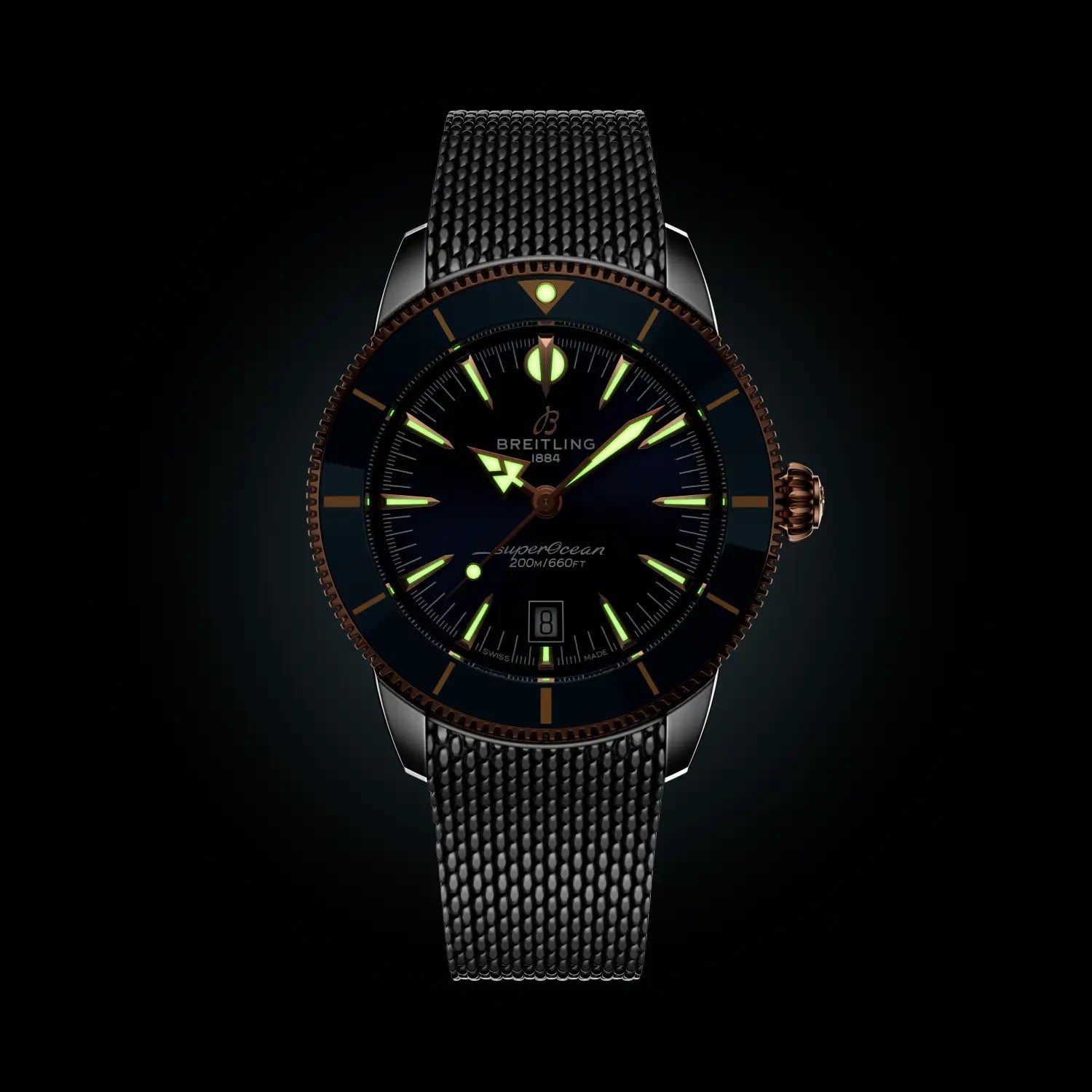 Breitling Superocean Heritage B31 Automatic 44 UB3112161C1A1 — lume shot