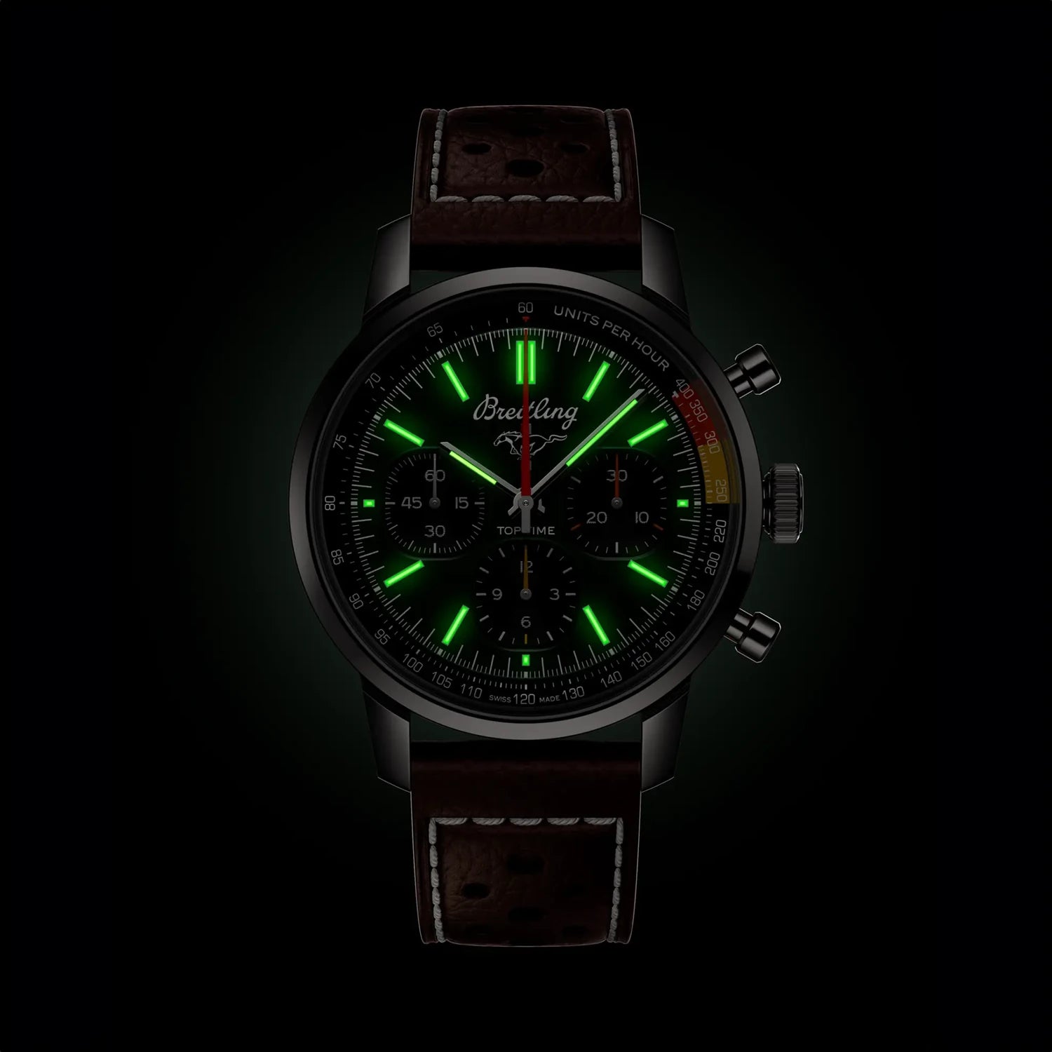 Breitling Top Time B01 Ford Mustang AB01762A1L1X1 — lume shot
