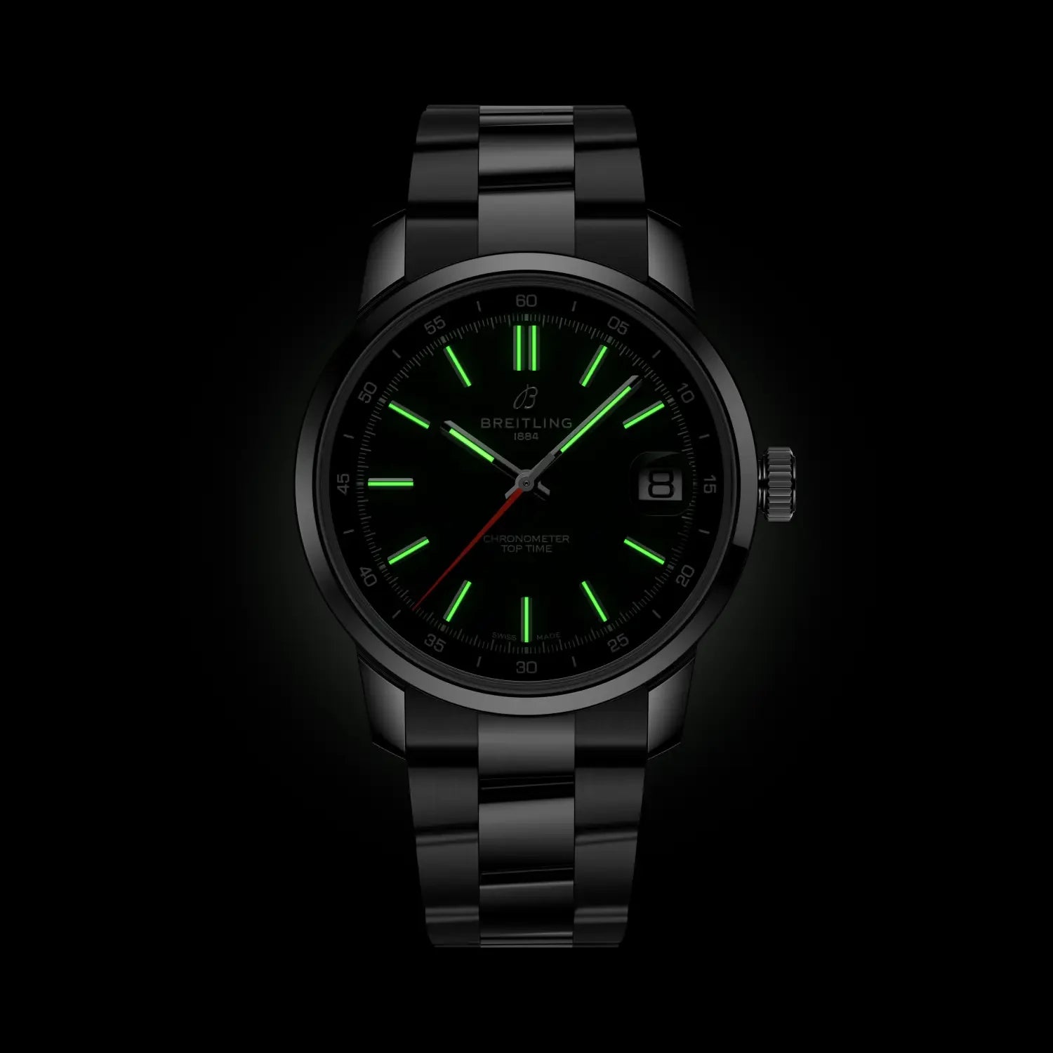 Breitling Top Time B31 AB3113171L1A1 — lume shot