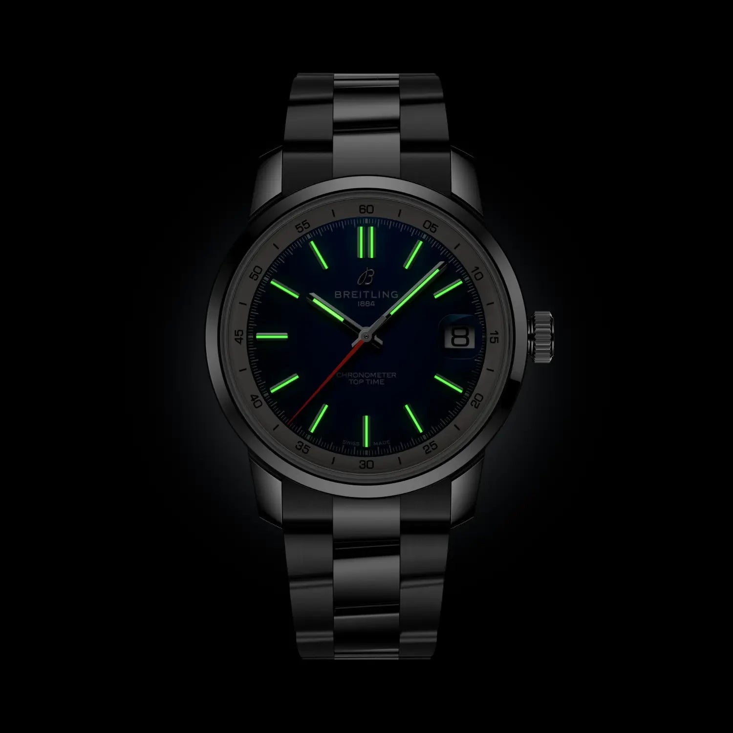 Breitling Top Time B31 AB3113A71C1A1 — lume shot