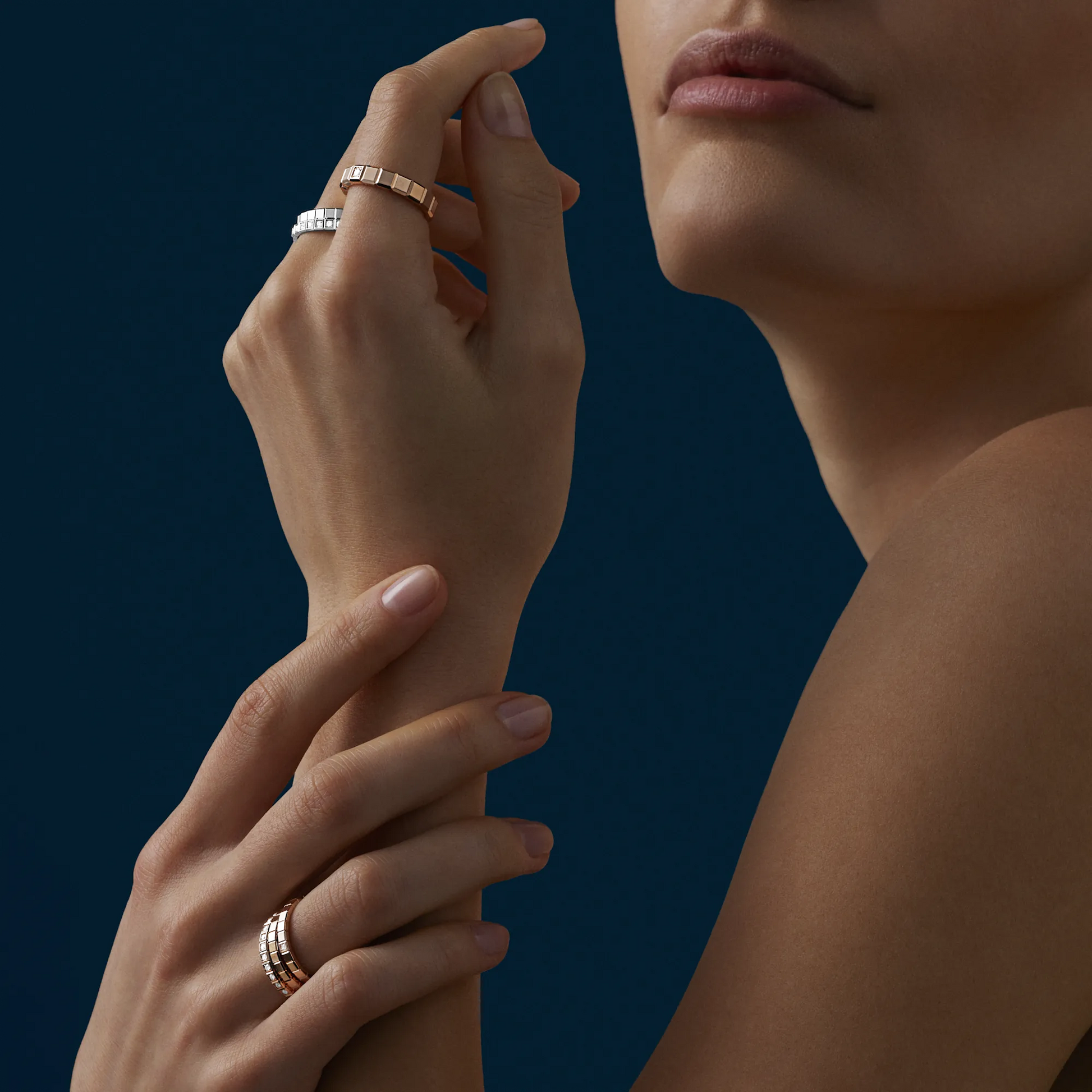 Chopard Ice Cube Prsteň z etického ružového zlata s diamantom