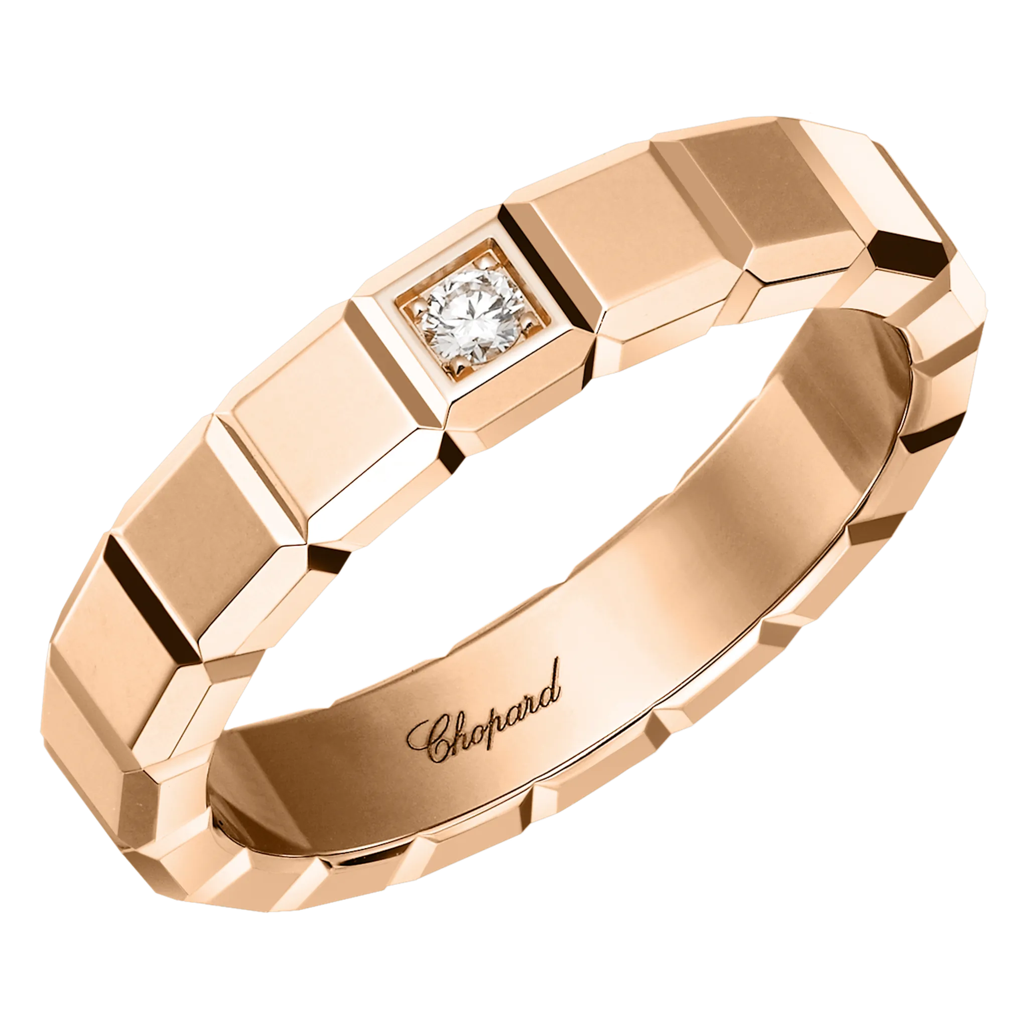 Chopard Ice Cube Prsteň z etického ružového zlata s diamantom