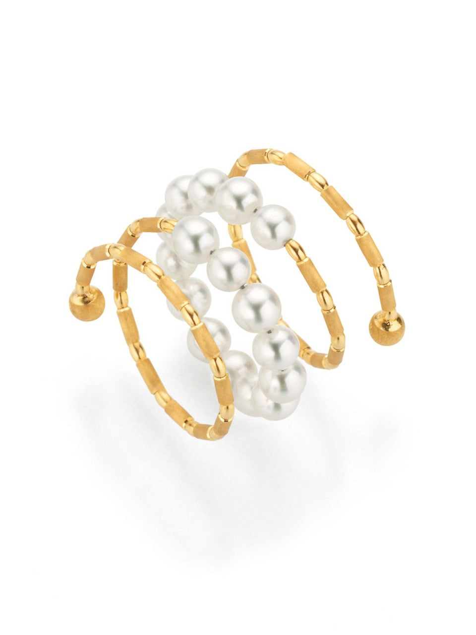 Prsteň YANA NESPER obmotaný zo žltého zlata s perlami Akoya